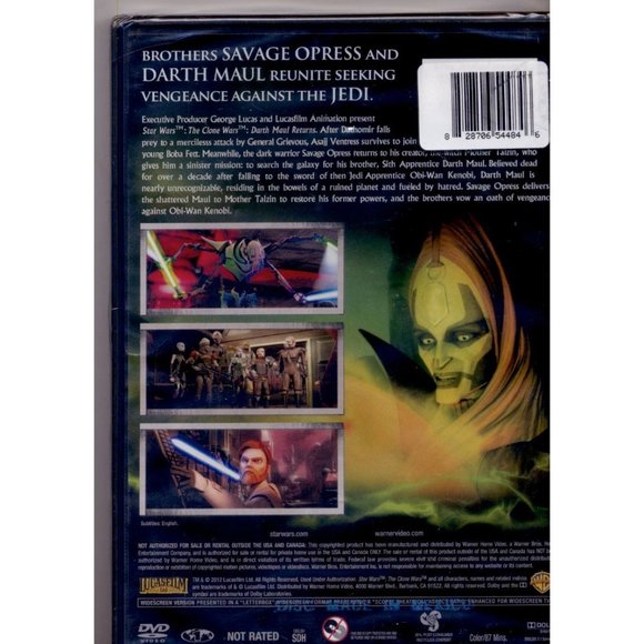 STAR WARS CLONE WARS DARTH MAUL RETURNS DVD, Director's Cut! 4 Eps from Season 4 - Picture 2 of 2